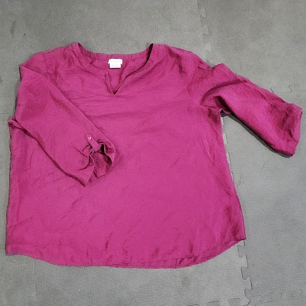 Heusen Womens Size XXL Fusha V-neck Blouse 3/4 sleeve